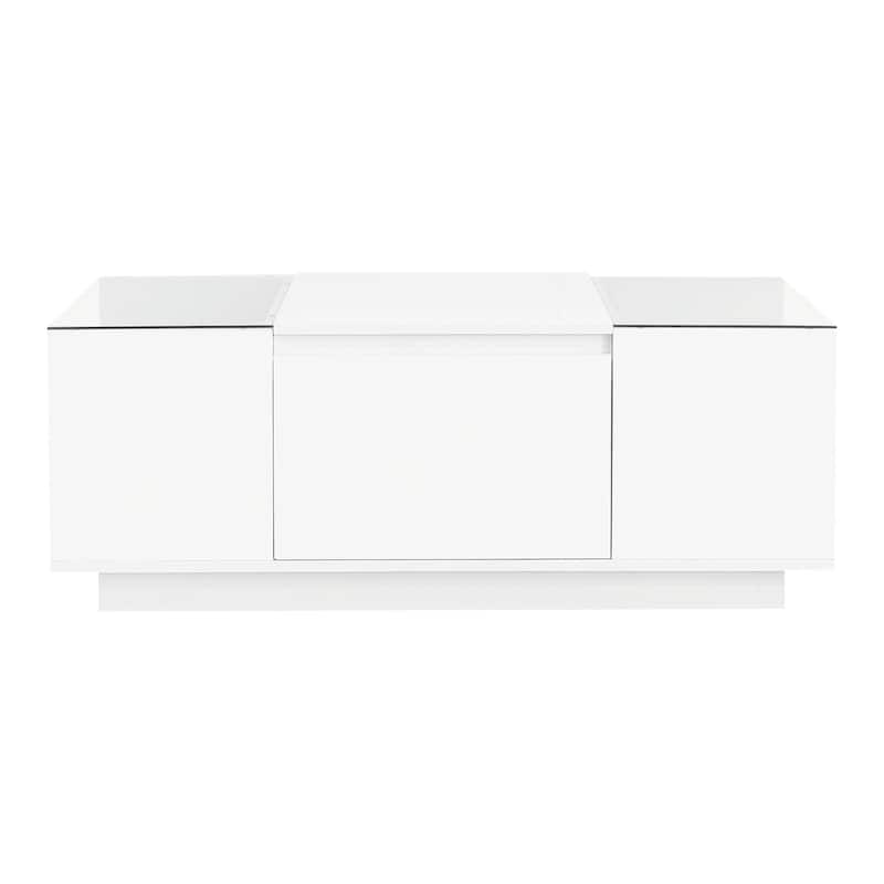 Modern LED CoffeeTable with High-Gloss Finish and Glass Tabletop