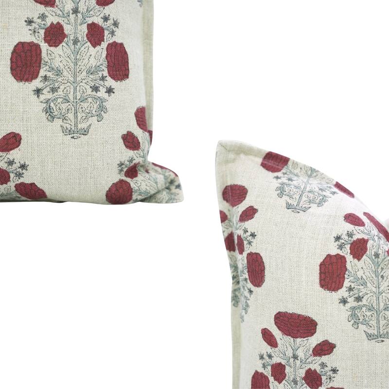 Fabdivine Handmade Block Print Cushion Cover Throw Home Décor Double Oxford Edges Pillow Case