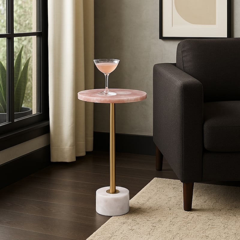 Modern Quartz Accent Side Table for Home Decor - 24" - 24.0"