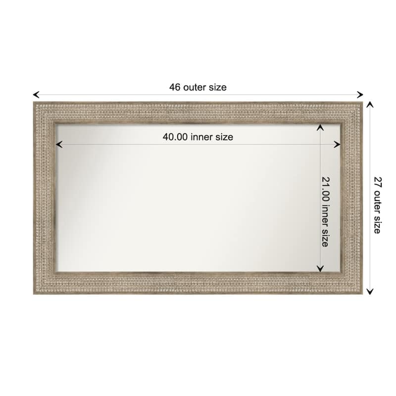 Trellis Silver Framed Non-Beveled Custom Wall Mirror, Bathroom Vanity Mirror - Outer Size: 46 x 27