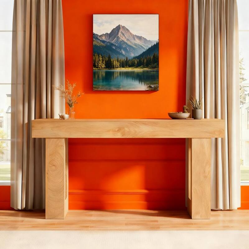 Rectangular Wooden Console Table - Sofa Table Behind Couch