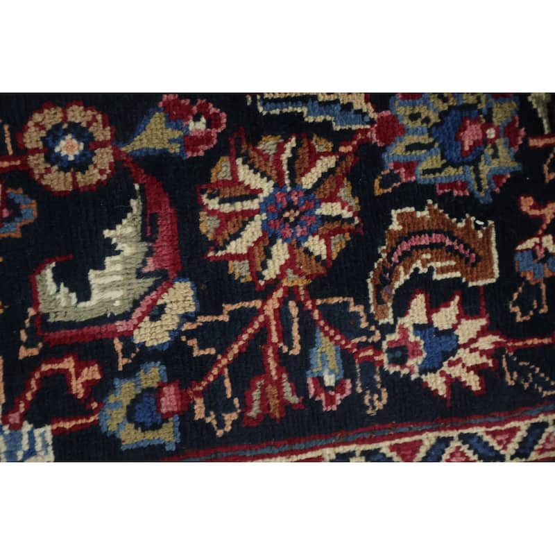 Hand Knotted Oriental 100% Wool Carpet Traditional Floral Red Mashad Area Rug - 12' 2'' X 9' 5''