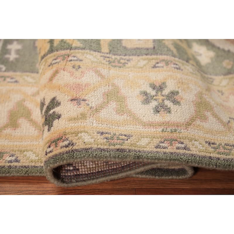 Green Oushak Oriental Rug Transitional Hand-Knotted Wool Carpet - 4'2"x 6'2"