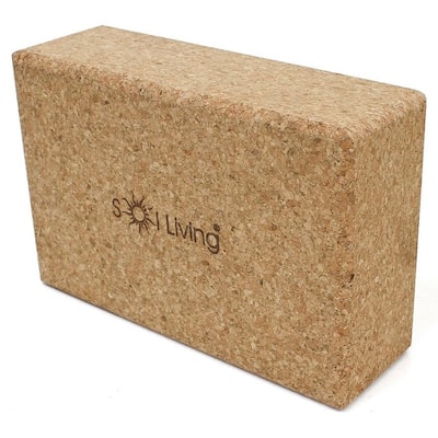 Sol Living Yoga Block - High-Density Brick - Cork, 3" x 6"
