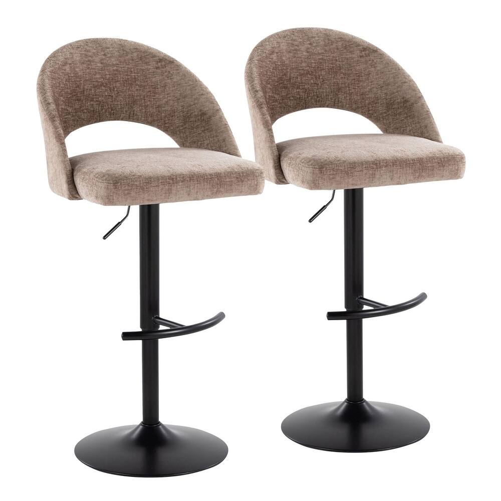 Porch & Den Vika Upholstered Adjustable Bar Stool with Rounded T Footrest (Set of 2)