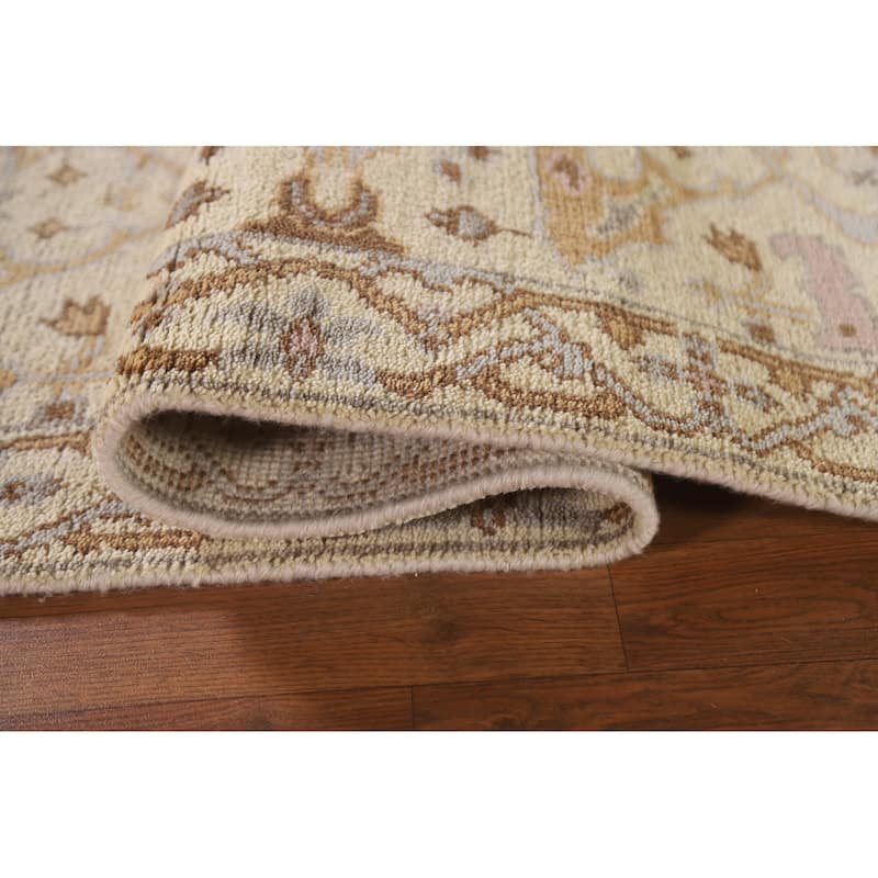 Floral Oushak Style Runner Rug Hand-knotted Wool Carpet - 2'6"x 9'10"