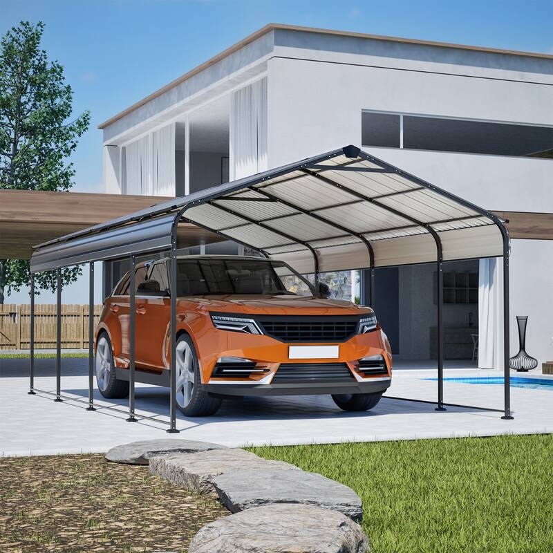 GDFStudio - Oliver Heavy Duty Outdoor Carport Gazebo with Waterproof Shade and Reinforced Base