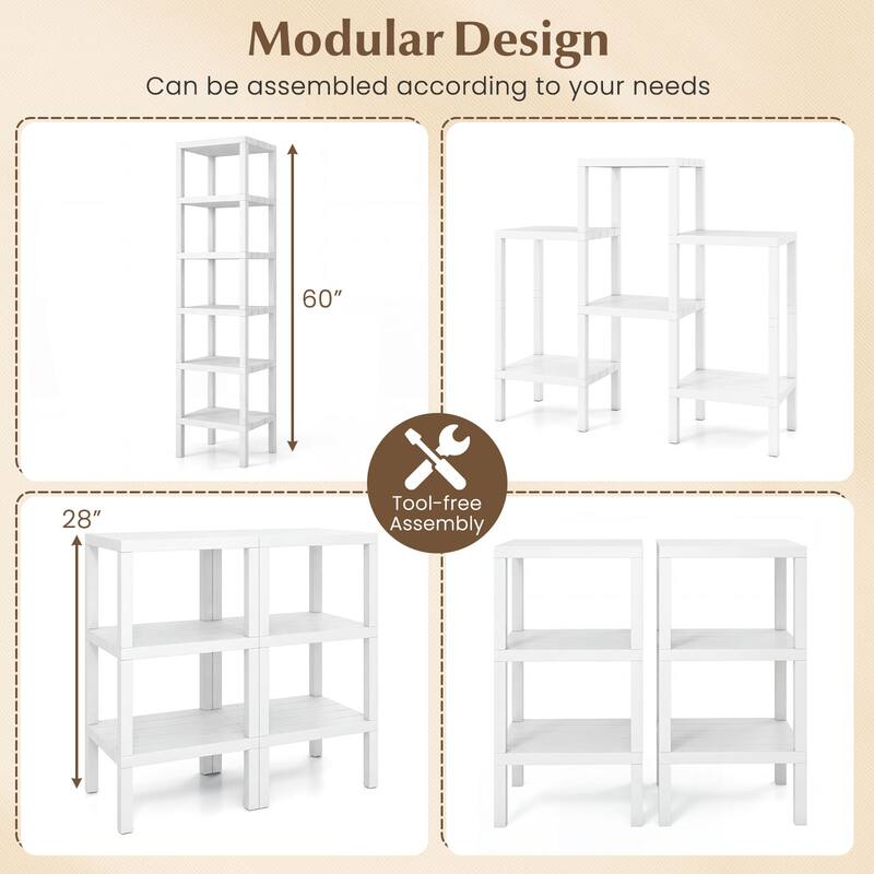 Gymax 6-Tier Plastic Modular Storage Shelves Open Display Utility