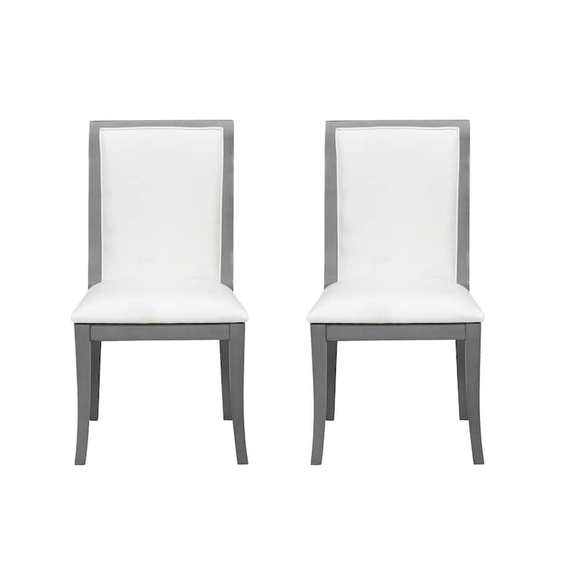 Upholstered Dining Chairs Set of 2 - Traditional Elegant Fabric Side Chairs with Curved Lines, Solid Hardwood Frame