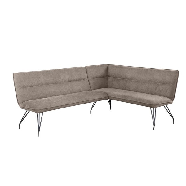 slide 2 of 5, Fabric Upholstered L-Shaped Nook Dining Bench in Taupe and Black Taupe/Black - Single