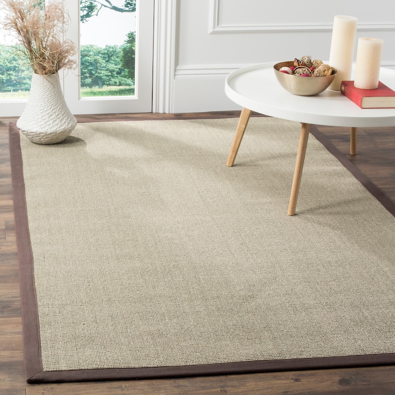 SAFAVIEH Natural Fiber Madelyn Border Sisal Rug - 4' x 6' - Taupe/Light Brown