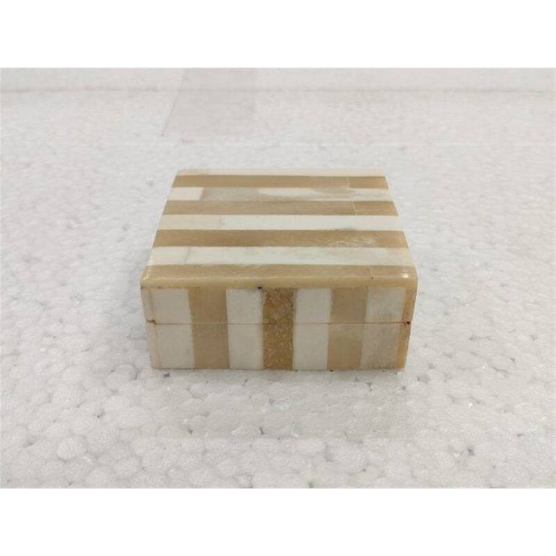 X-Sm. Bone Striped Decorative Box