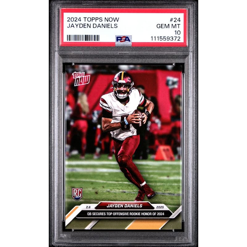 Jayden Daniels 2024 Topps Now Football Rookie of the Year Card #24 Graded PSA 10 - 8' x 11'