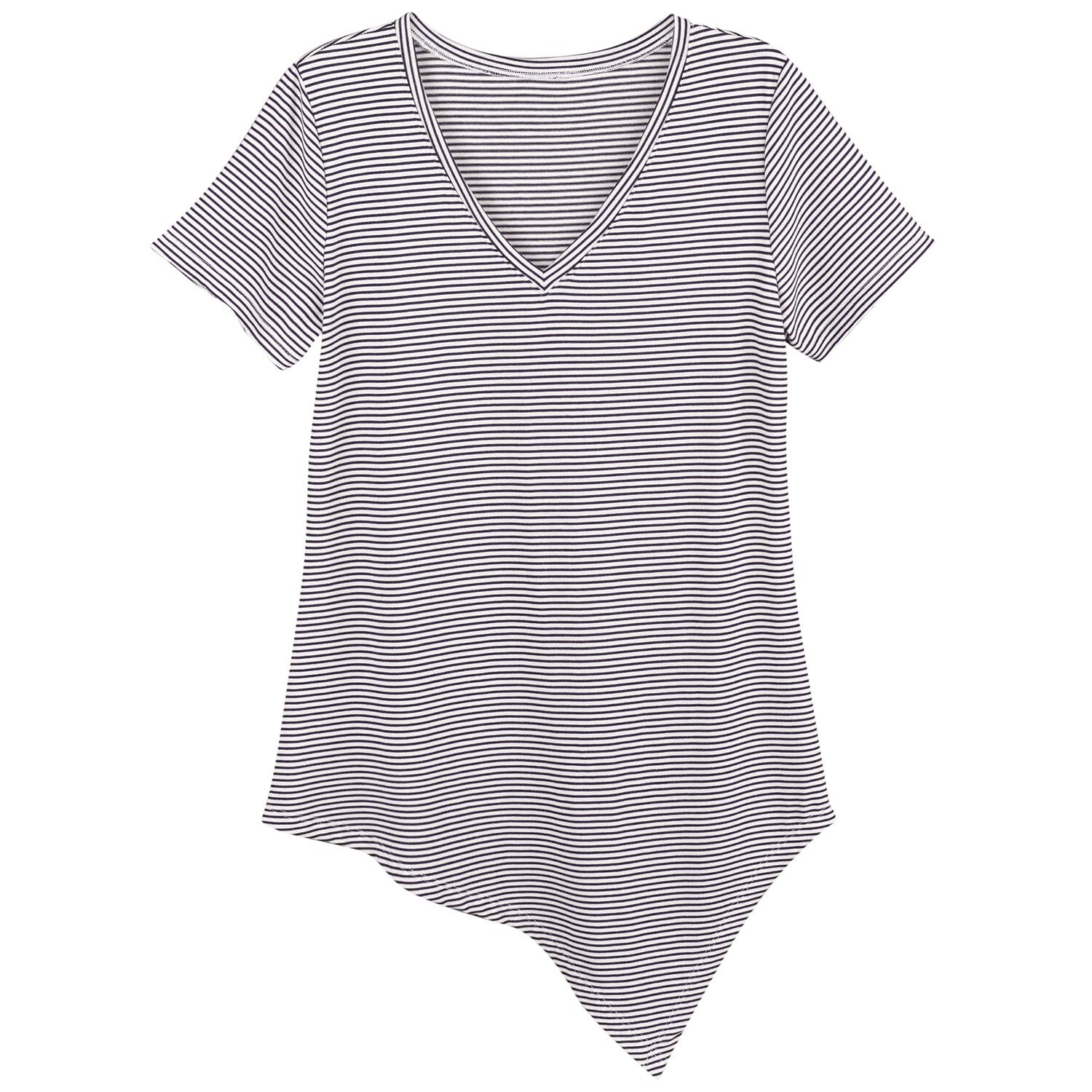 Shop Joh Women S Striped V Neck T Shirt Bias Cut Asymmetrical