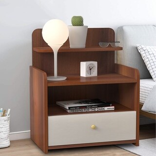 Wood Nightstand, Multi-Function Bedside Tables with 1 Drawer - Bed Bath ...