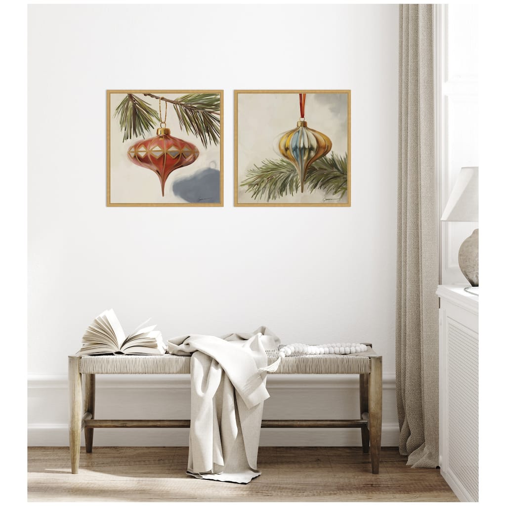 Kate and Laurel Nostalgic Holiday 2 Piece Framed Canvas Wall Art Set by Mary Sparrow