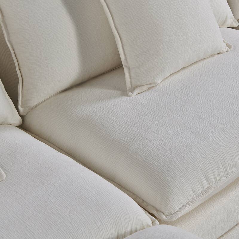 White 142.52" U-Shaped 6-Seater Sectional Sofa