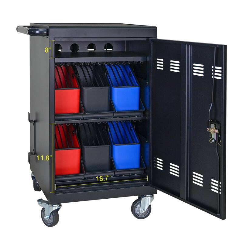 Tablet Laptop 32-bit-Plastic Device Basket Device for Mobile Charging Trolley- Includes Cable Management Dividers