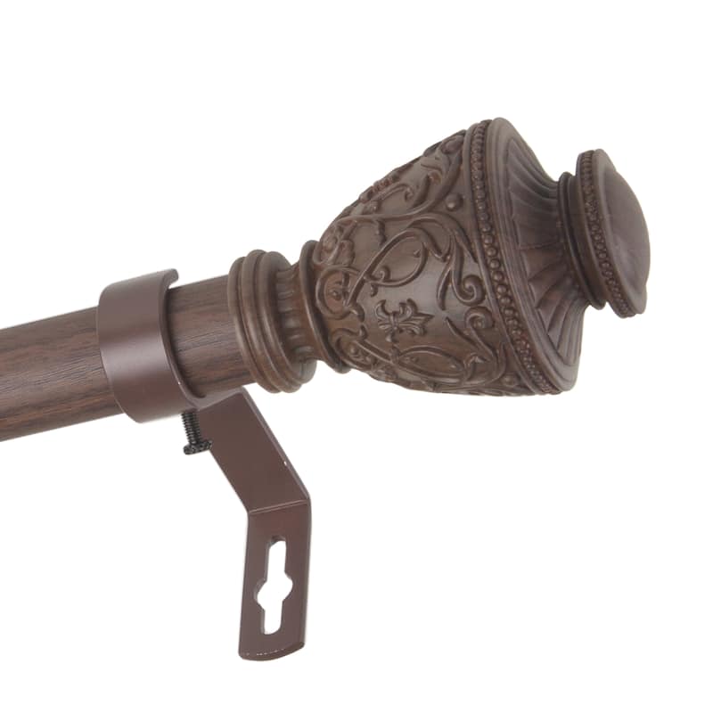 InStyleDesign Neva 1 inch Faux Wood Curtain Rod - 28 to 48 inches - Dark Walnut