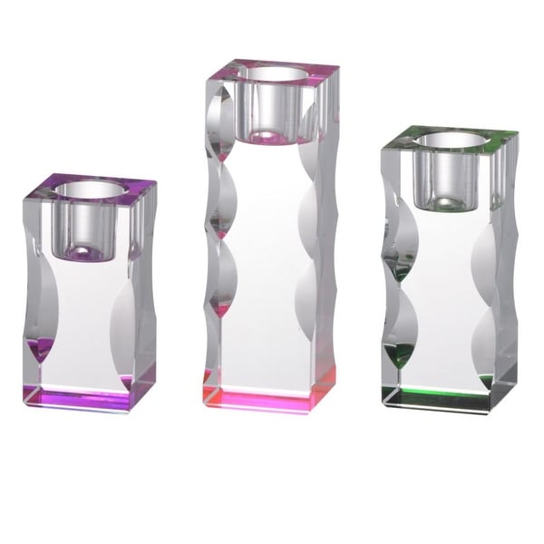 Set of 3 Pink and Green Callie Candle Holders 5.75" - N/A
