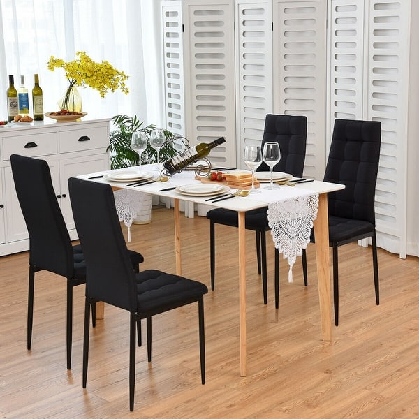 Shop Black Friday Deals On Gymax Set Of 4 Kitchen Dining Side Chairs Fabric Cushion With Metal On Sale Overstock 28045649