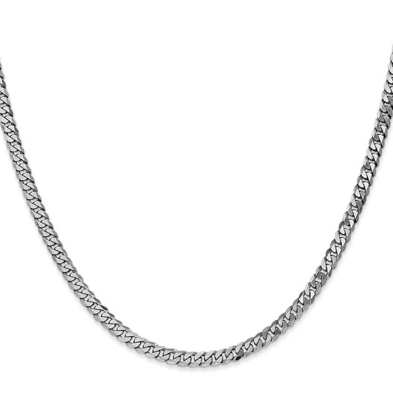 Curata 14k White Gold 3.9mm Flat Curb Chain Bracelet