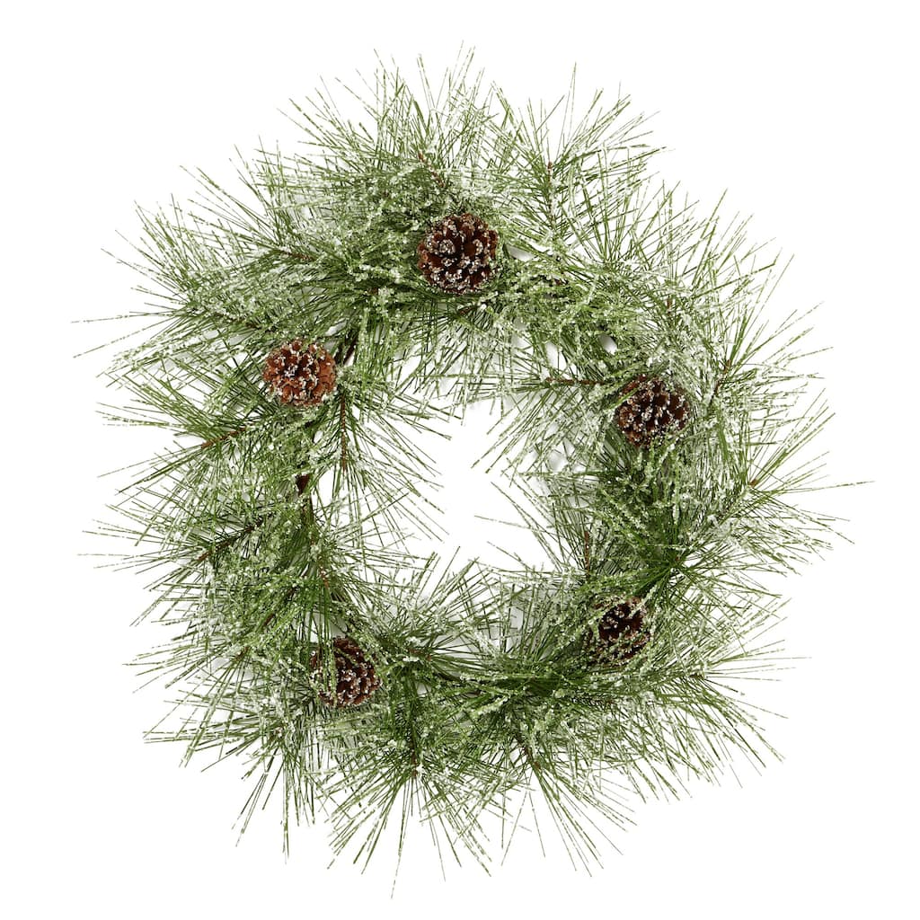 Frosted Pine Cone Artificial Christmas Wreath, 24-Inch, Unlit
