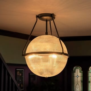 3-Light Mid-Century Textured Glass Globe Bubble Sphere Semi-Flush Mount Ceiling Light For Kitchen Island
