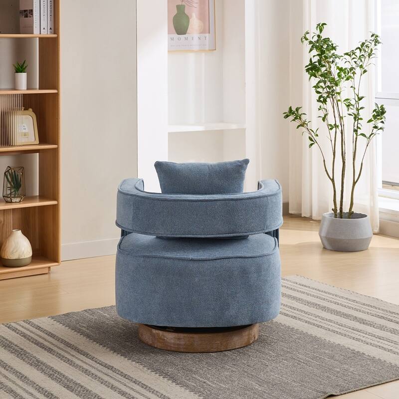 29.1"W Swivel Accent Open Back Chair With Weathered Base
