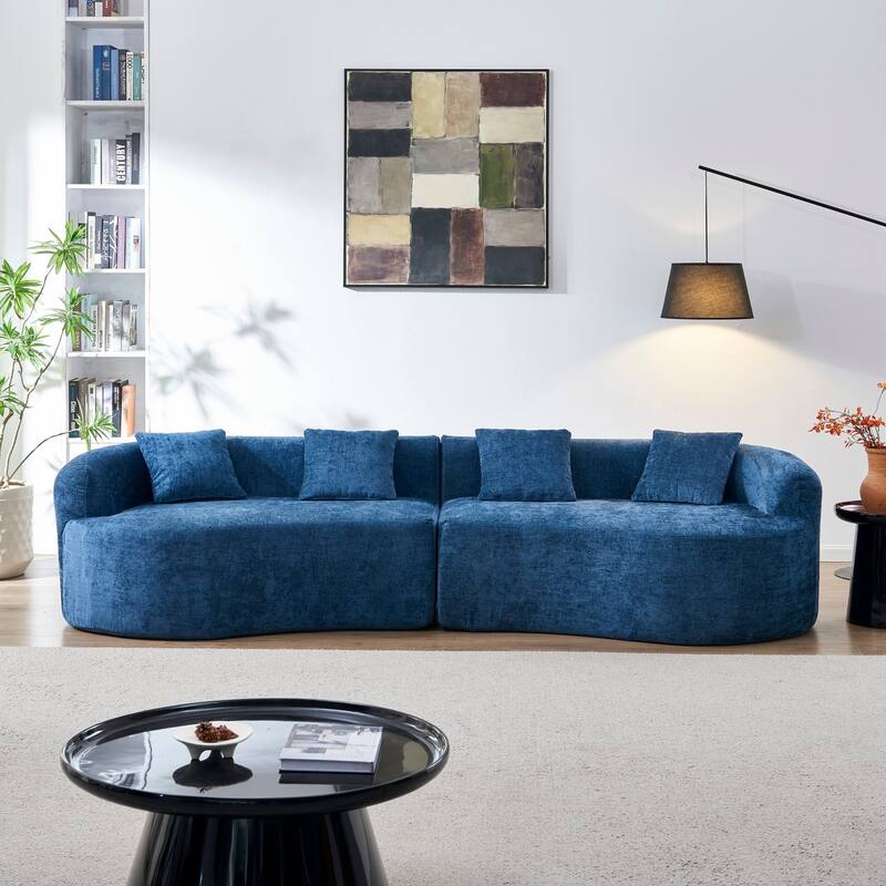 111.02" Curved Chenille Sectional Sofa, No Assembly Required
