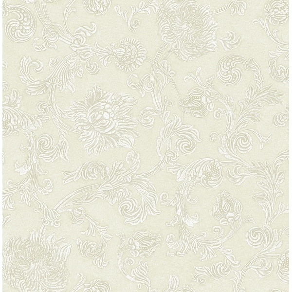 Seabrook Designs Shoshania Floral Scroll Unpasted Wallpaper - 20.5 in ...