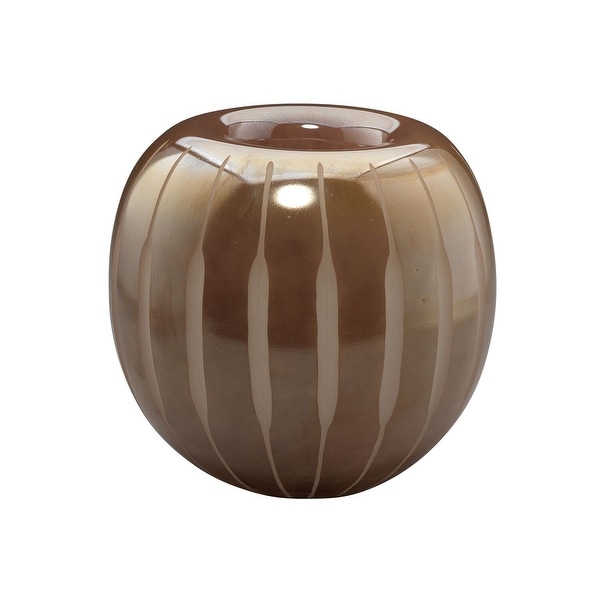 7" Mauve Etched Lines Medium Mid-Century Glass Vase - N/A