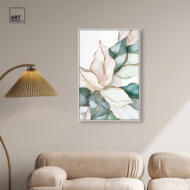 Pastel Leaves with Gold II Canvas by Art Remedy