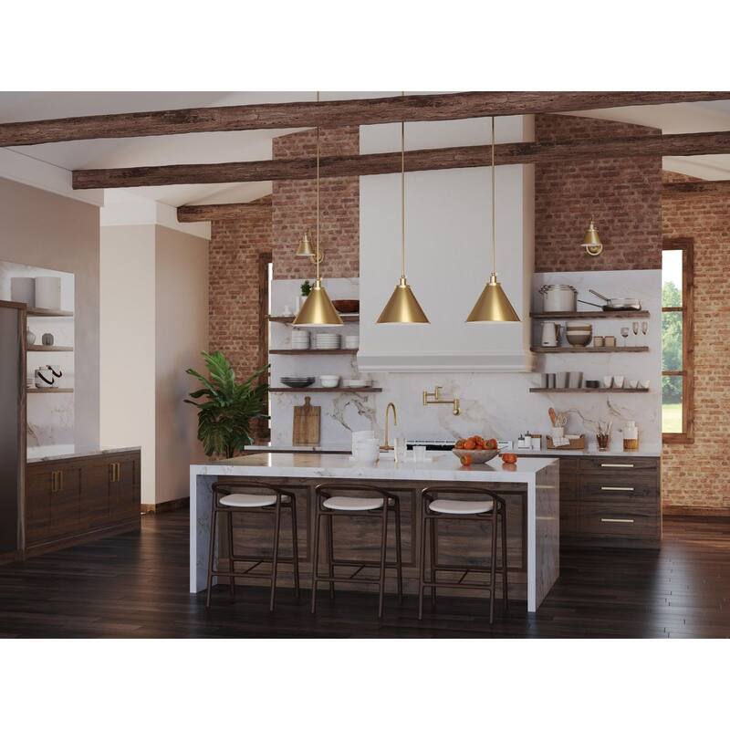 Hinton Collection One-Light Vintage Brass Modern Farmhouse Pendant - 16 in x 16 in x 14 in