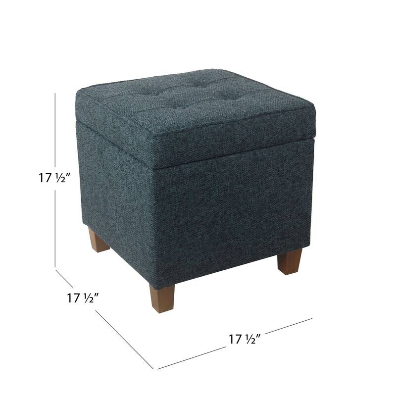 Square Tufted Storage Ottoman - Textured Navy