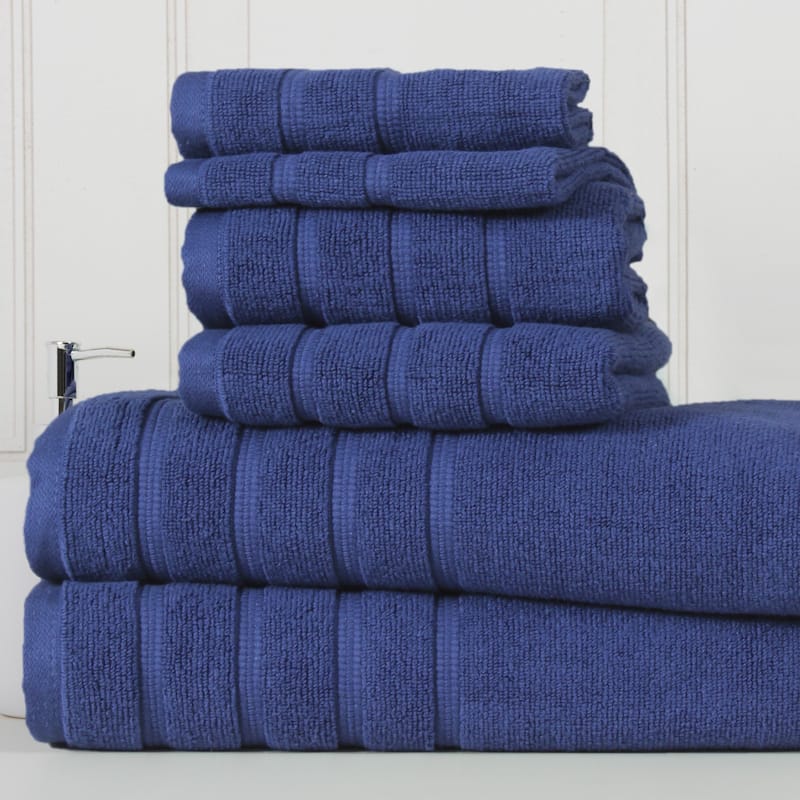 Bibb Home 6-Piece Zero Twist Cotton Towel Set - N/A