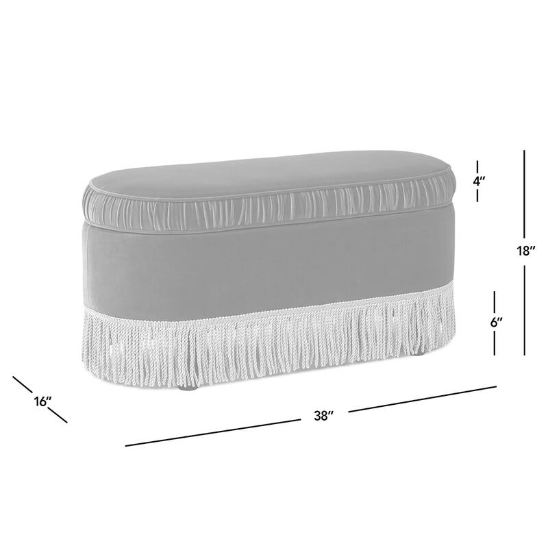 Serena 38" Ruched Oval Storage Bench Ottoman