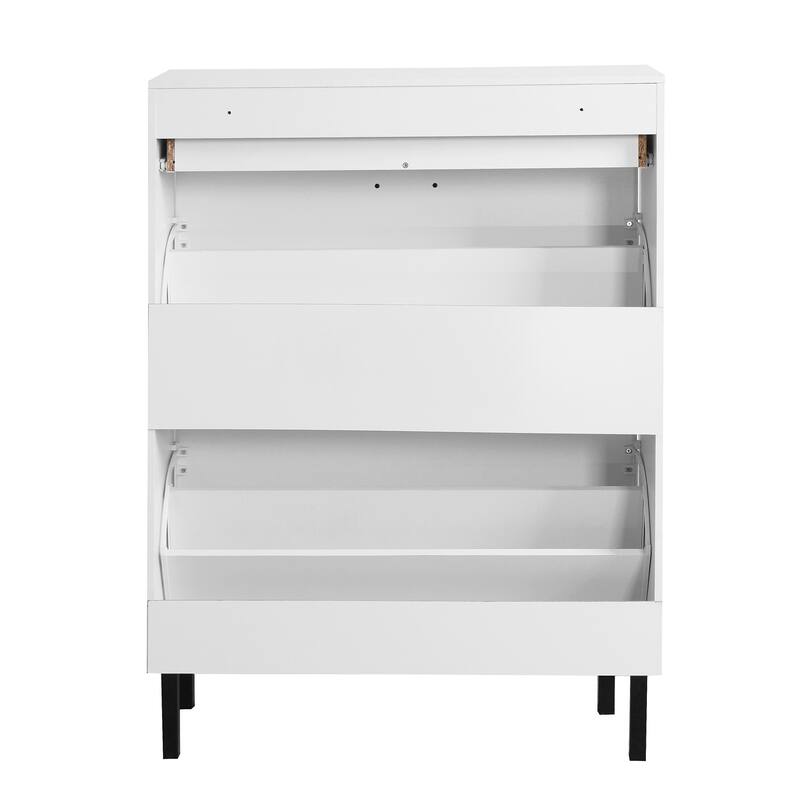 Shoe Storage Rack Storage Cabinet with Adjustable Flip Drawers, Metal Legs, and Space-Saving Design for Hallway, Entryway