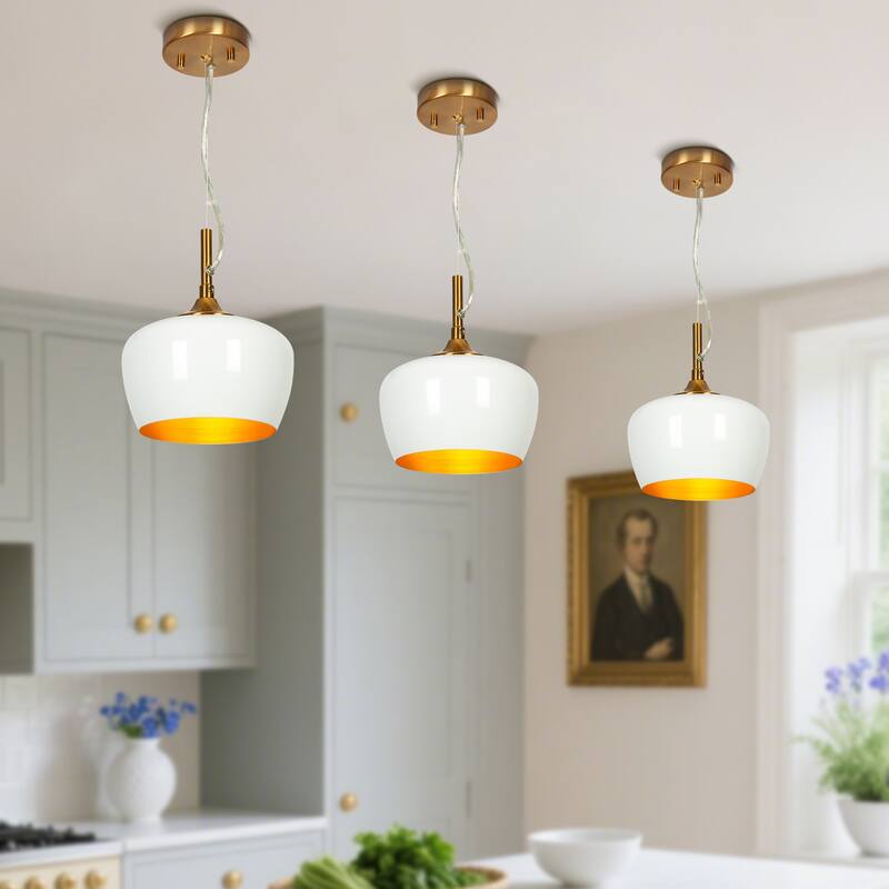 Modern Farmhouse Black Gold 1-Light Pendant Light Dome Island Lights for Dining Room