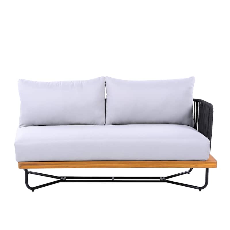 Christopher Knight Home - Evelyn Patio Outdoor Acacia Wood Rope Sofa Set