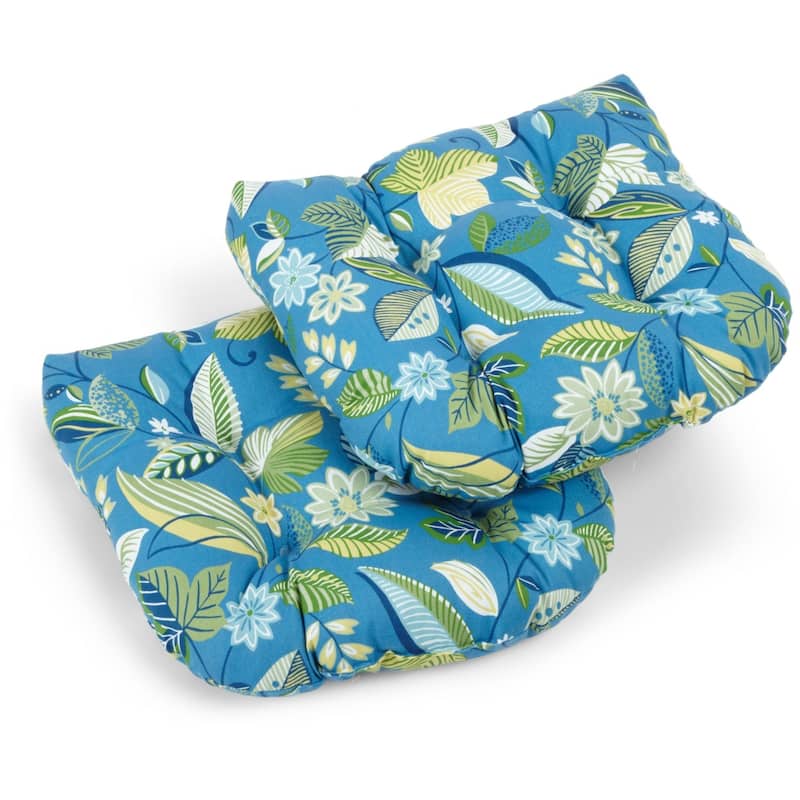 19-inch Rounded Back Indoor/Outdoor Chair Cushions (Set of 2) - 19" x 19" - Skyworks Caribbean