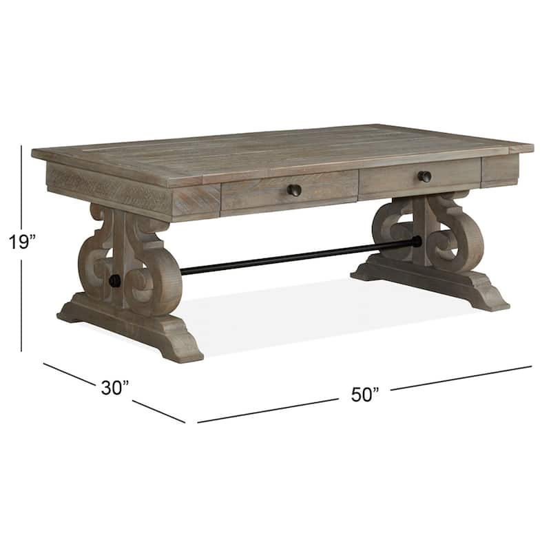 Magnussen Home Tinley Park Dove Tail Grey Rectangular Cocktail Table - 50''W x 30''D x 19''H