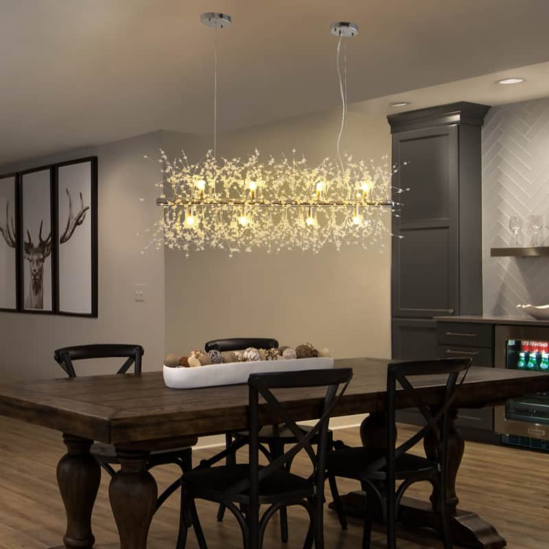 12-Light Modern Fireworks Crystal Chandelier for Dining Room