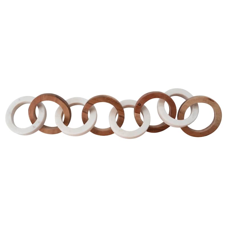 Acacia Wood and Marble Chain with 8 Links
