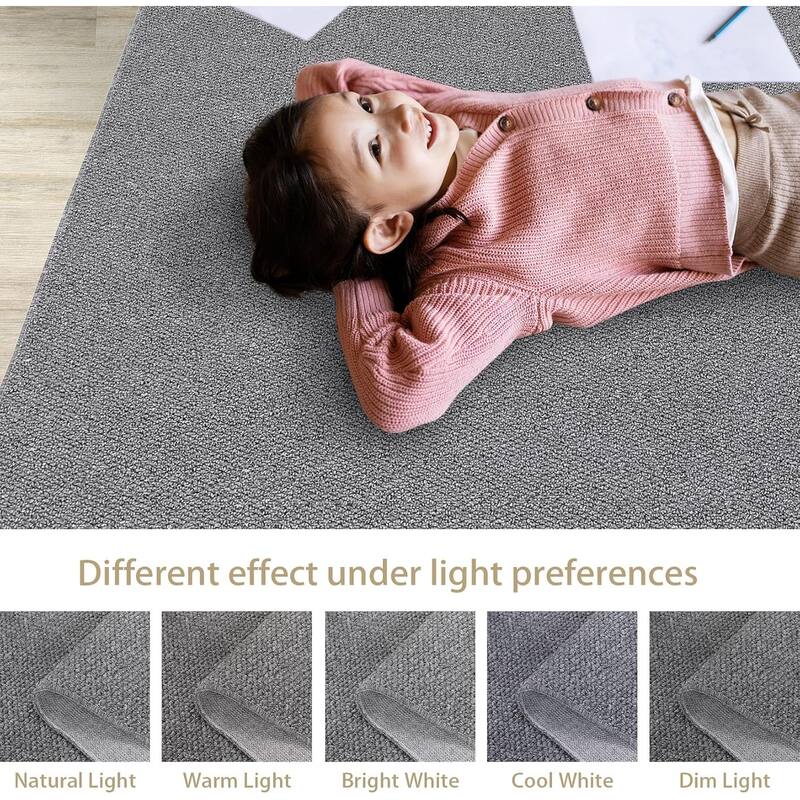 Modern Solid Textured Machine Washable Rug