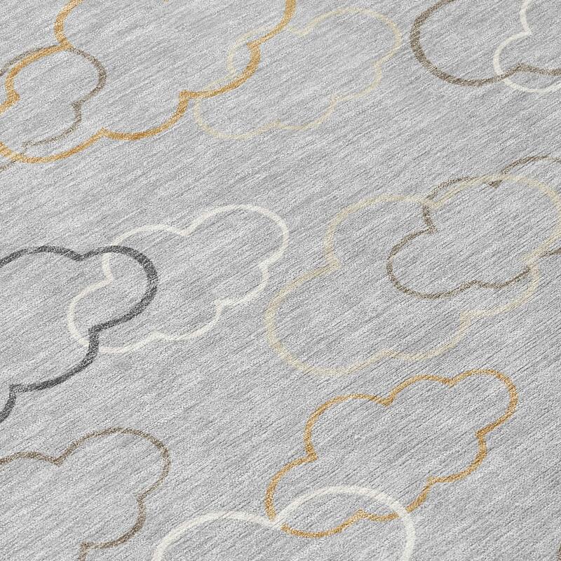 Machine Washable Indoor/ Outdoor Modern Clouds Chantille Rug