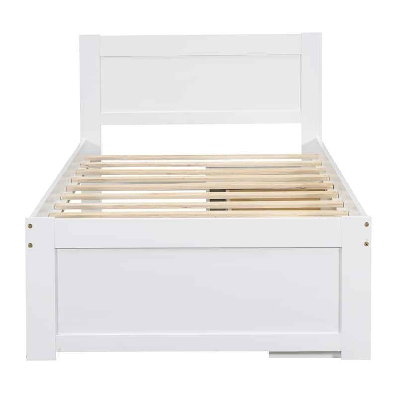 Modern Style Platform Bed with Drawer and Two Double-layer Storage Shelves for Bedroom