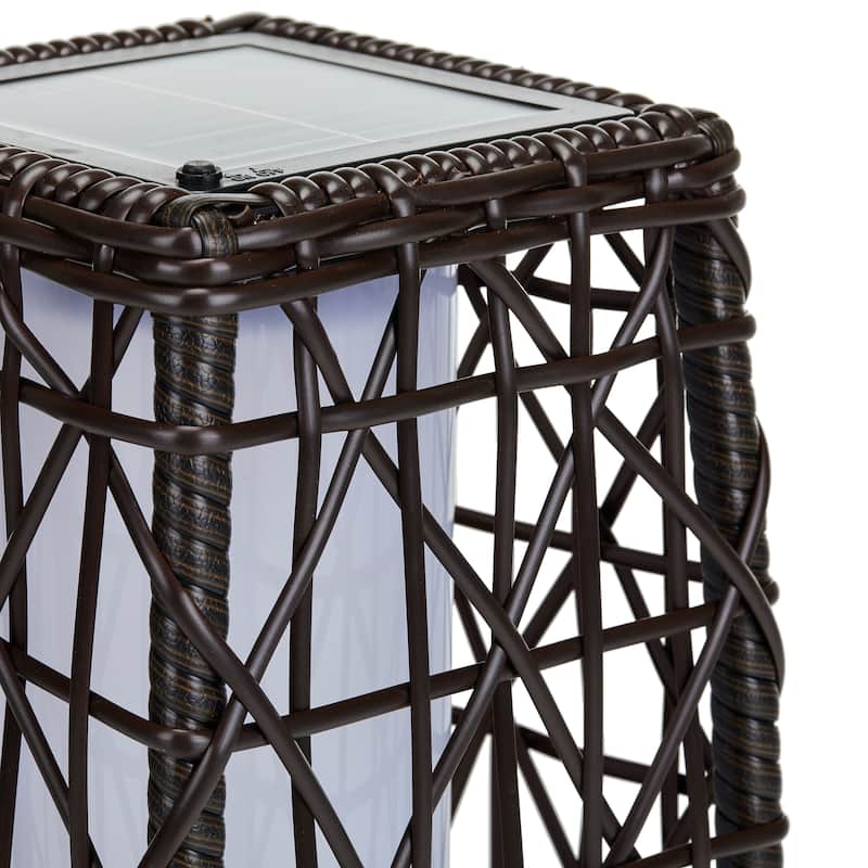 Solar Floor Lantern Outdoor Wicker Light with LED 7"x19" Weatherproof