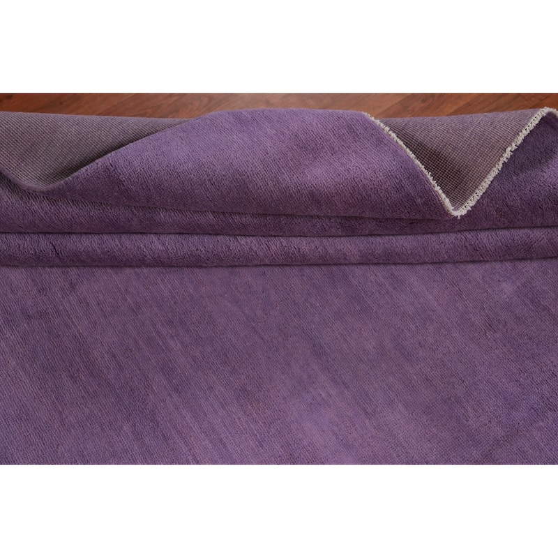 Hand Knotted Oriental 100% Wool Carpet Modern Solid Purples Gabbeh Area Rug - 11' 2'' X 8' 1''