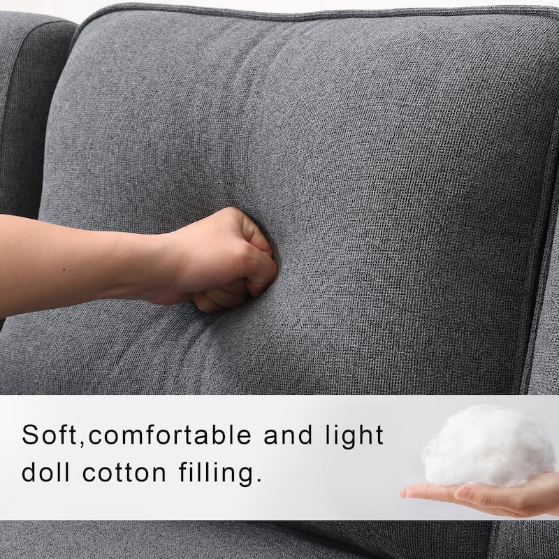 104" 4-Seater Linen Fabric Sofa with Armrest Pockets and 4 Pillows,Minimalist Style Couch for Living Room, Apartment, Office